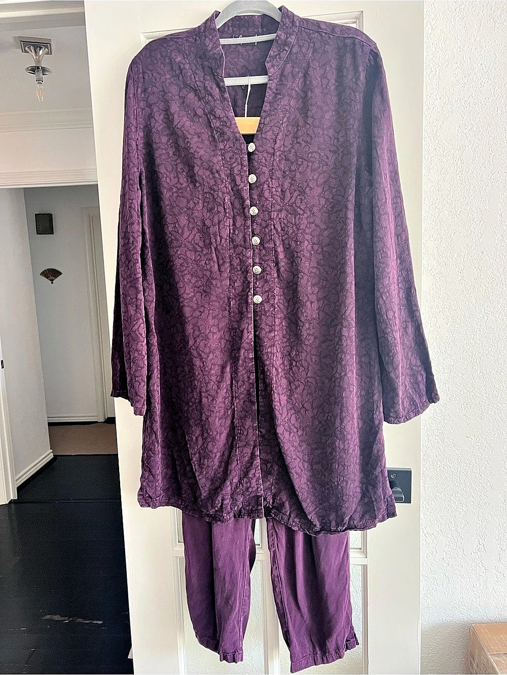 Vintage Tianello Floral Button-Front Tunic Purple Size Small
